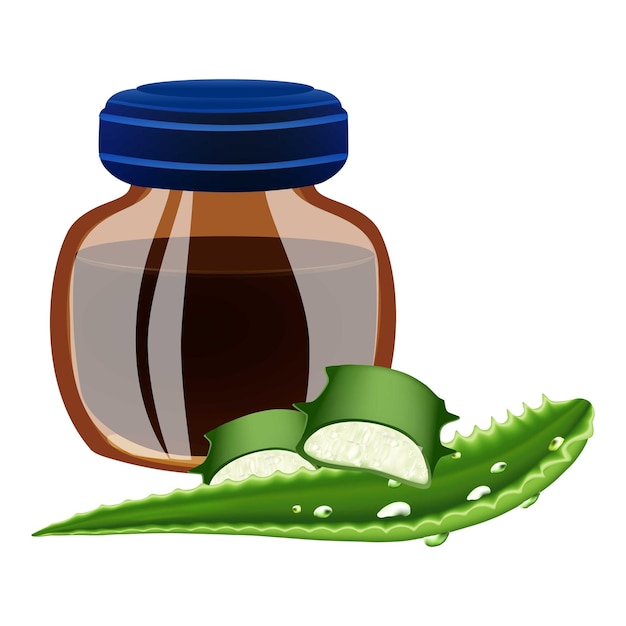 Icono de aloe vera de botella de propóleo Caricatura de icono de vector de aloe vera de botella de propóleo para diseño web aislado sobre fondo blanco