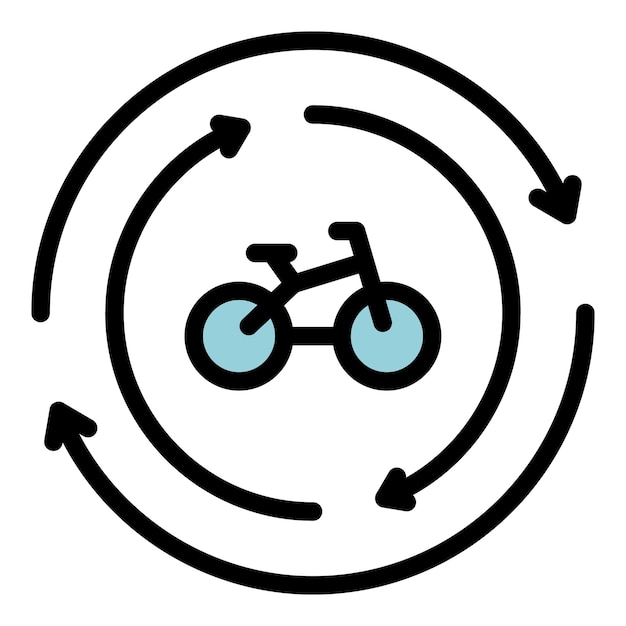Icono de alquiler de bicicletas Contorno del icono vectorial de alquilar bicicletas Color plano aislado
