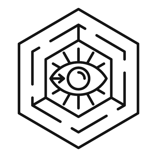 Icono de alquimia de ojo hexagonal contorno de icono de vector de alquimia de ojo hexagonal para diseño web aislado sobre fondo blanco