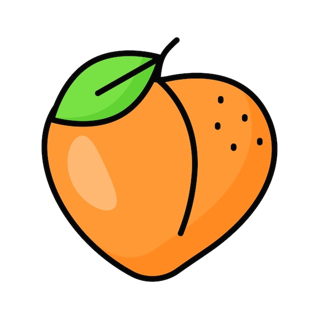 Icono de alta calidad de melocotón delicioso diseño vectorial de melocótono comida saludable