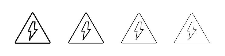 Vector icono de alta tensión conjunto de símbolos de señales de contorno