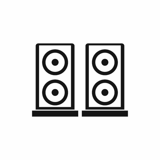 Icono de altavoces de música en estilo simple aislado sobre fondo blanco Símbolo de escuchar música