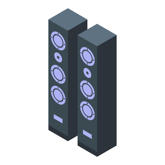 Icono de altavoces de TV Isométrico de icono de vector de altavoces de TV para diseño web aislado sobre fondo blanco