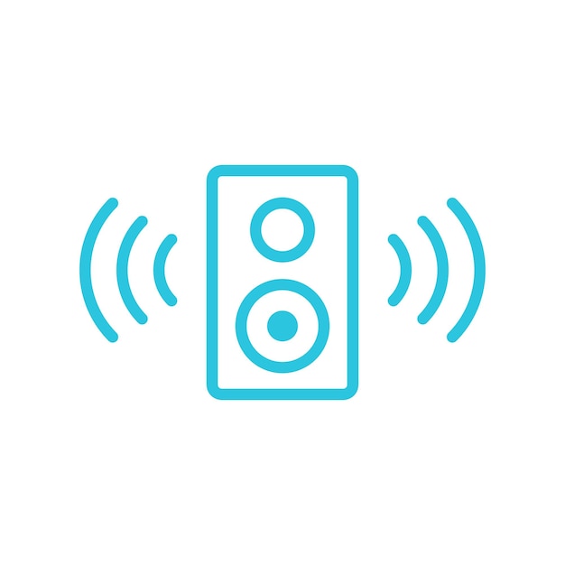 Icono de altavoz aislado en fondo blanco del conjunto de iconos azules