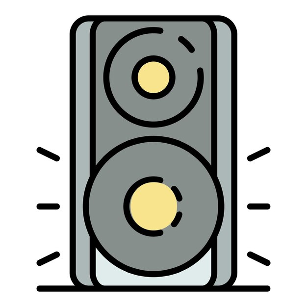 Icono de altavoz de madera de música Contorno de icono de vector de altavoz de madera de música color plano aislado