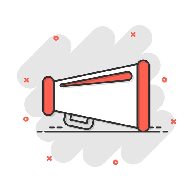 Icono de altavoz de megáfono en estilo cómico Anuncio de audio de megáfono vector ilustración de dibujos animados pictograma Efecto de salpicadura de concepto de negocio de radiodifusión de megáfono