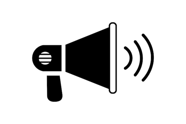 El icono de altavoz de megáfono profesional es perfecto para presentaciones en público