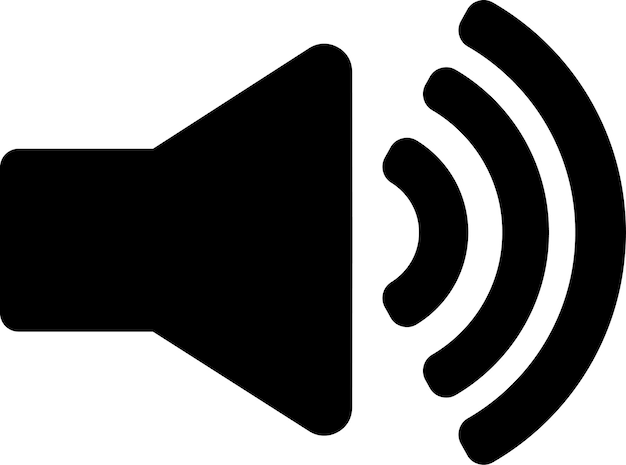 Un icono de altavoz negro con un fondo blanco.