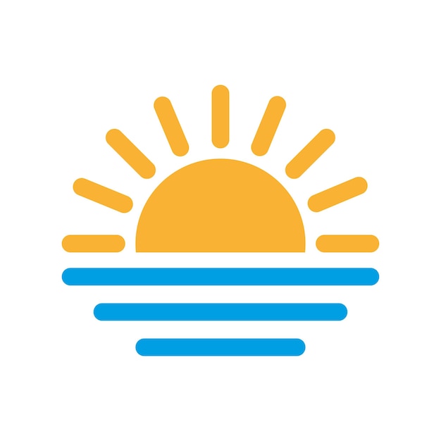 Icono de amanecer y atardecer Sun vector logo aislado sobre fondo blanco.