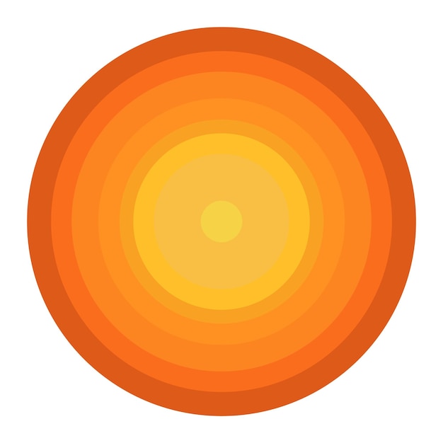 Icono amarillo del sol sobre fondo blanco Ilustración vectorial