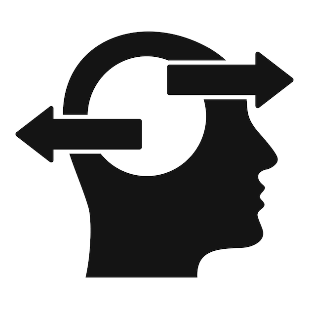 El icono de ambigüedad de la mente del cerebro es un vector simple.
