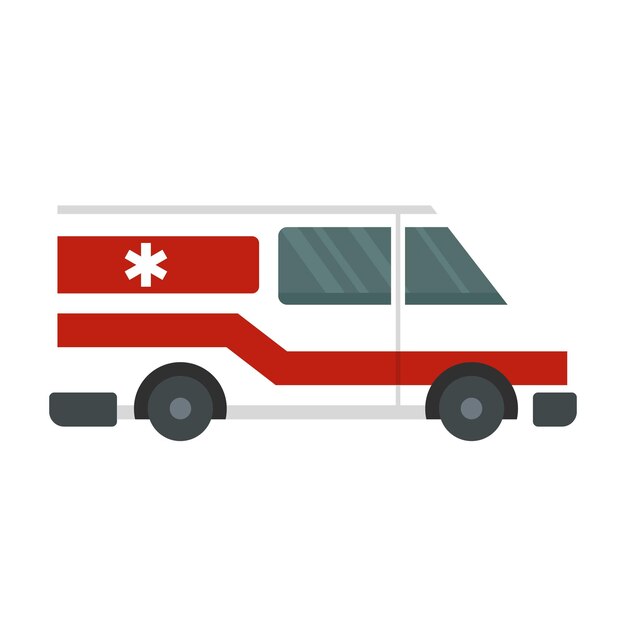 Icono de ambulancia de la ciudad Ilustración plana del icono de vector de ambulancia de la ciudad aislado sobre fondo blanco