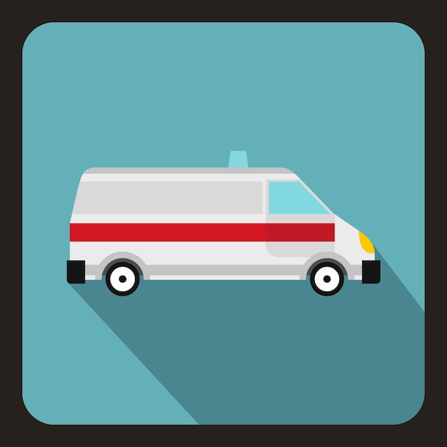 Icono de ambulancia en estilo plano con sombra larga símbolo de medicina ilustración vectorial