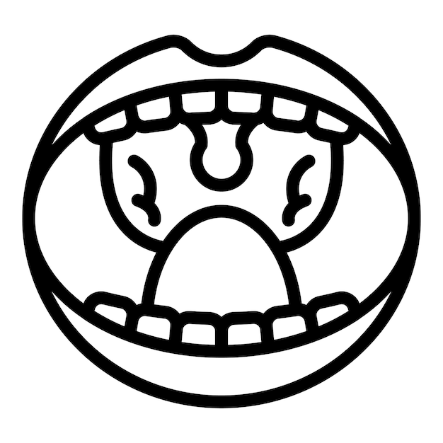 Icono de amigdalitis bucal infantil Contorno de amigdalitis bucal infantil icono vectorial para diseño web aislado en fondo blanco