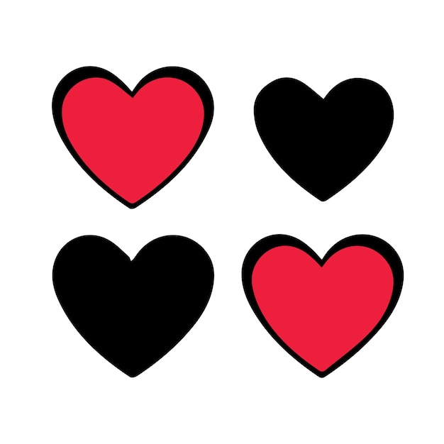 icono de amor del corazón Colección de diferentes ilustraciones de corazones negros