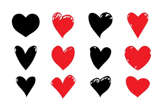 icono de amor del corazón Colección de diferentes ilustraciones de corazones negros