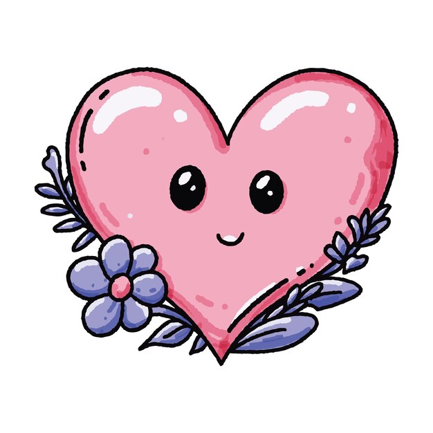 El icono del amor de San Valentín ilustración de arte vectorial dibujo a mano dibujado a mano Kawaii pegatina de garabateo