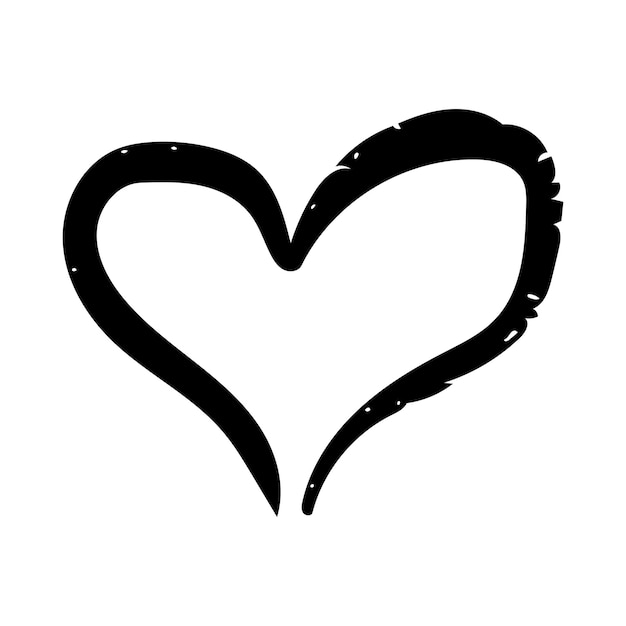 Icono de amor de símbolo de corazón dibujado a mano para arte de garabato romántico de moda para elemento de decoración