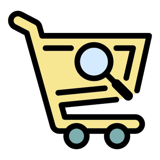 Icono de ampliación del carrito de compras Contorno de ampliación de la carrito de ventas Icono vectorial de color plano aislado