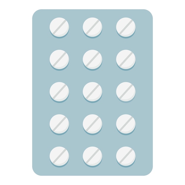 Icono de ampolla de píldora redonda vector de dibujos animados Paquete de tableta Paquete de medicina