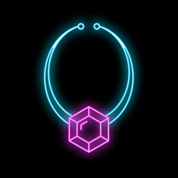Icono de amuleto de línea de neón brillante aislado en ilustración vectorial de fondo negro