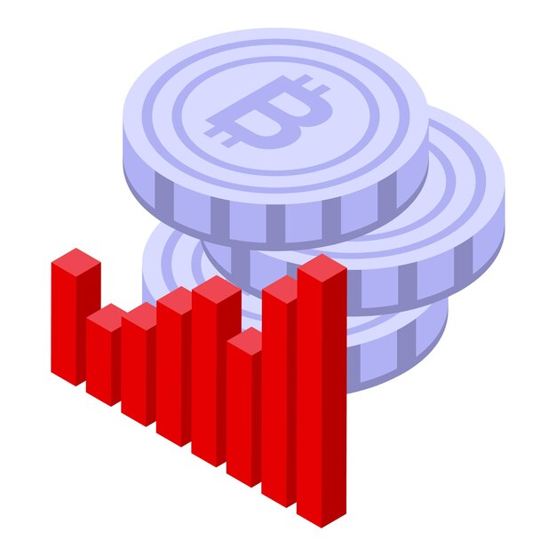 Icono de análisis de Bitcoin Isométrico del icono de vector de análisis de Bitcoin para diseño web aislado sobre fondo blanco