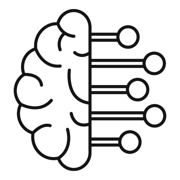 Icono de análisis cerebral inteligente Contorno de icono de vector de análisis cerebral inteligente para diseño web aislado sobre fondo blanco