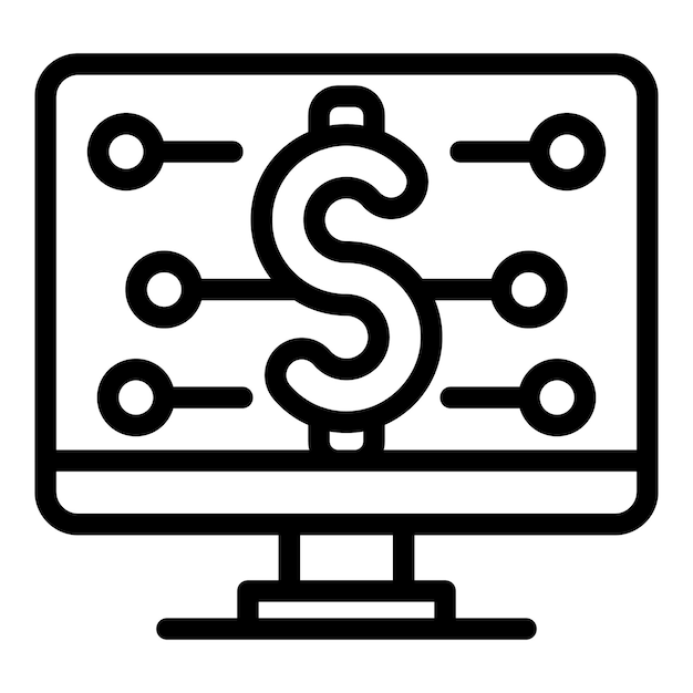 Icono de análisis de dólares Contorno icono de vector de análisis de dólares para diseño web aislado sobre fondo blanco