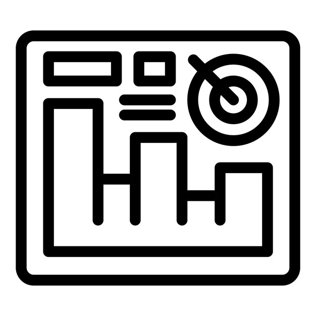 Ícono de análisis de negocios con gráfico de barras y objetivo