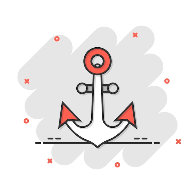 Vector icono de ancla de barco en estilo plano ilustración de vector de gancho de barco sobre fondo blanco aislado concepto de negocio de equipo de barco