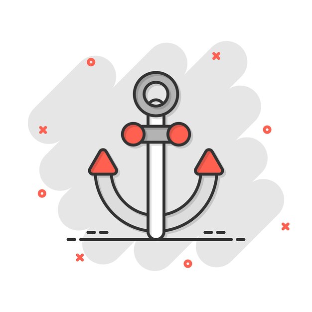 Icono de ancla de barco en estilo plano ilustración de vector de gancho de barco sobre fondo blanco aislado concepto de negocio de equipo de barco