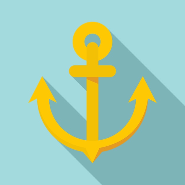 Ícono de ancla de barco Ilustración plana del ícono vectorial de ancla del barco para el diseño web