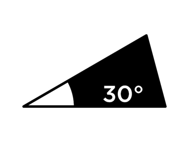 Ícono de ángulo de 30 grados en triángulo