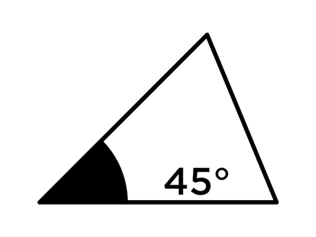Ícono de ángulo de 45 grados en triángulo