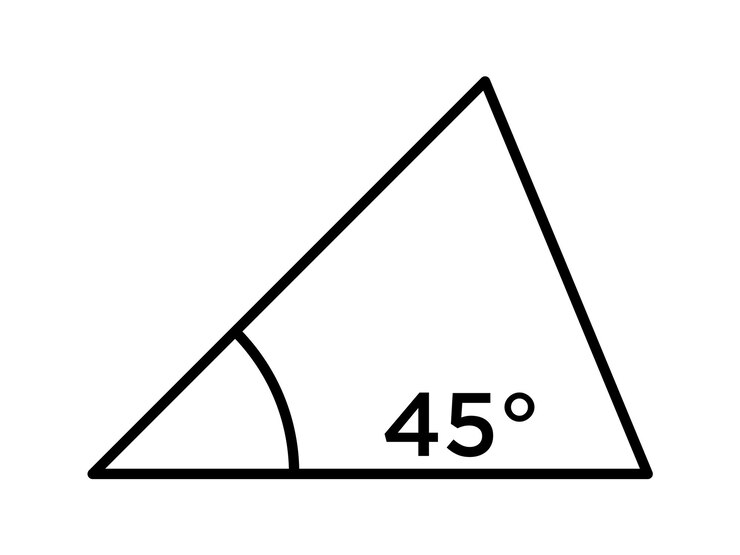 Vector ícono de ángulo de 45 grados en triángulo