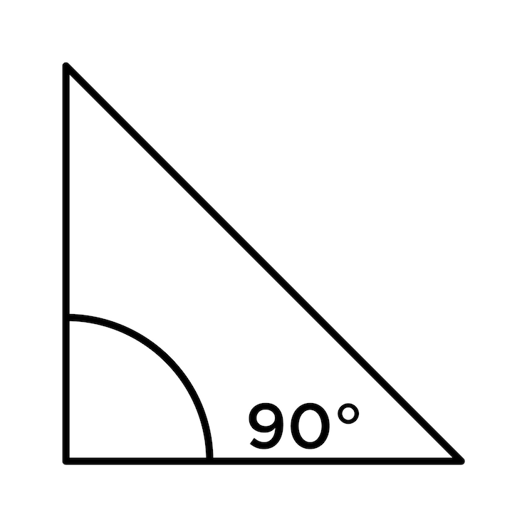 Vector ícono de ángulo de 90 grados en triángulo