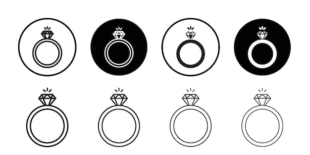 Icono del anillo de bodas Arte plano en blanco y negro aislado