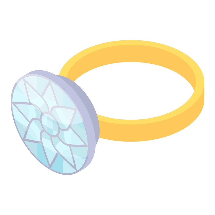 Vector icono de anillo de diamante de piedra grande isométrico de icono de vector de anillo de diamante de piedra grande para diseño web aislado sobre fondo blanco