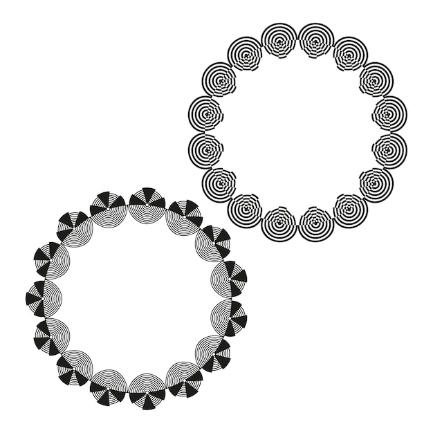 Ícono de anillo triangular Forma de patrón circular Símbolo geométrico vectorial Elemento blanco y negro