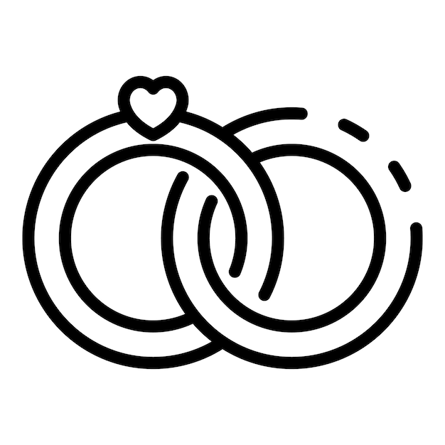 Icono de anillos de boda Icono de vector de anillos de boda de esquema para diseño web aislado sobre fondo blanco