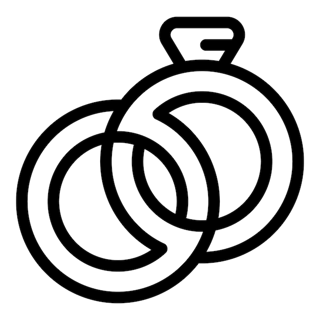 El icono de los anillos de boda simboliza a la pareja casándose