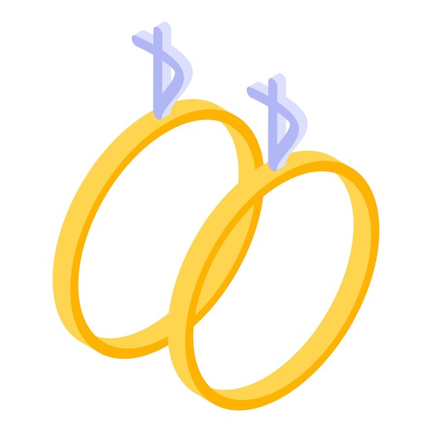 Icono de anillos de pareja casada Isométrica de icono de vector de anillos de pareja casada para diseño web aislado sobre fondo blanco