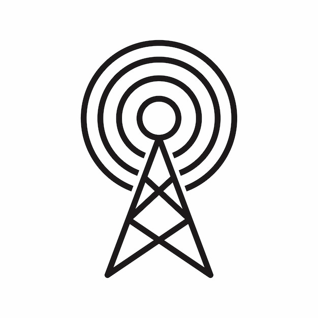 Vector icono de la antena de comunicación con estilo de contorno