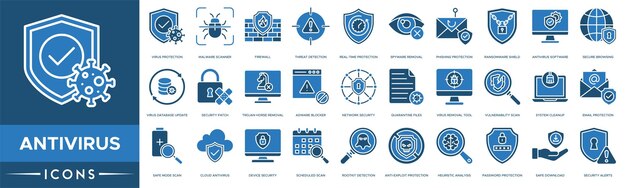 Icono de antivirus Protección contra virus Escáner de malware Detección de amenazas de cortafuegos