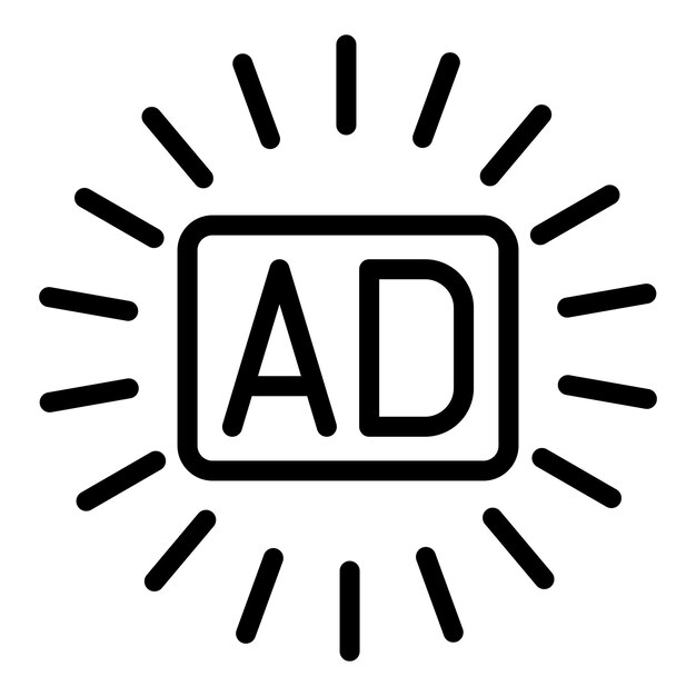 Icono de anuncio en línea Icono de vector de anuncio en línea de contorno para diseño web aislado sobre fondo blanco