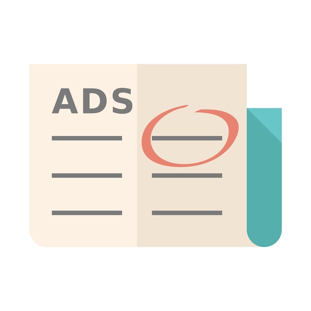 Icono de anuncios de periódico en estilo de color plano