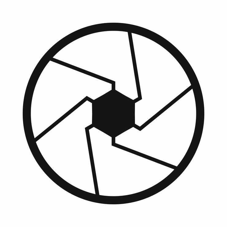 Vector icono de apertura del obturador de la cámara en estilo sencillo sobre un fondo blanco