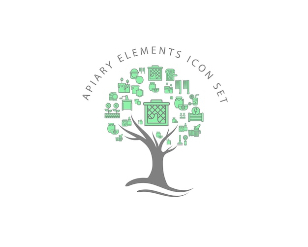 Icono de apiario en fondo blanco Vector Premium