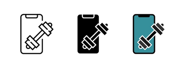Vector icono de aplicación de entrenamiento de fitness para teléfonos inteligentes ilustración vectorial de la aplicación de gimnasia para teléfonos móviles progreso deportivo