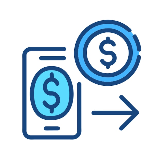 un icono para una aplicación financiera con un signo de dólar y un icono de gráfico
